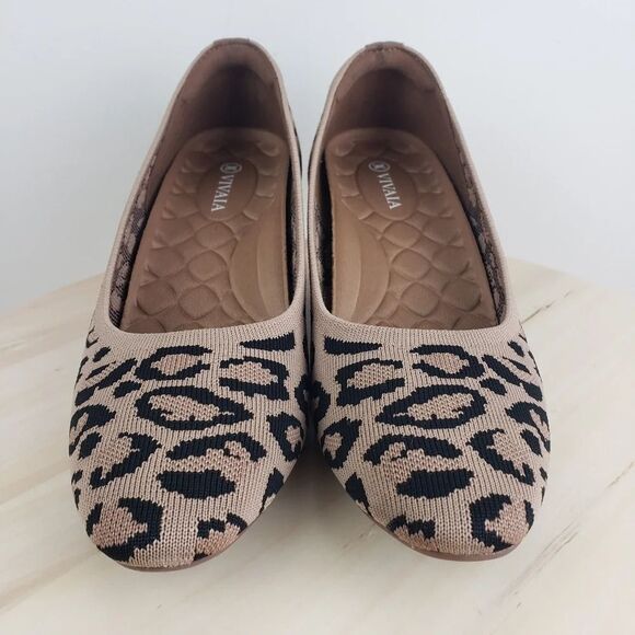 VIVAIA Wedge Shoes Size 40.5 Aria Pointed Toe Leopard Print Knit Casual Corpcore - Picture 5 of 16